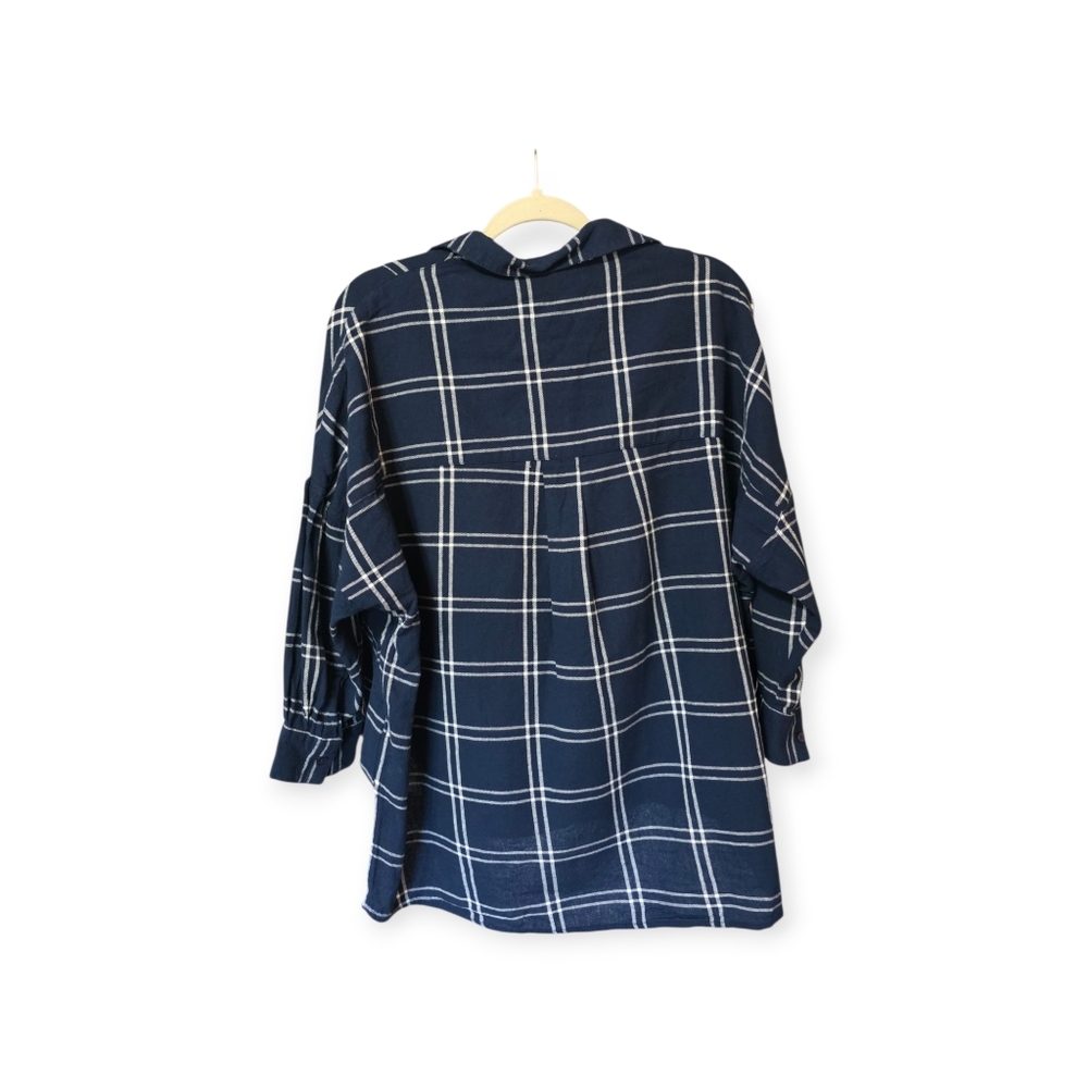 Plaid Top French Connection Womens Pull Over Check Flannel Medium - Picture 2 of 7
